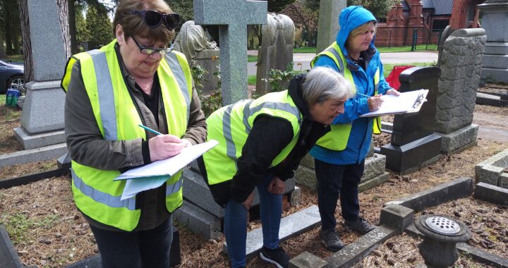 volunteers recording memorials at Brandwood End Cemetery